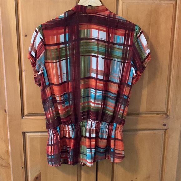 AB Studio orange plaid blouse M - Picture 9 of 9